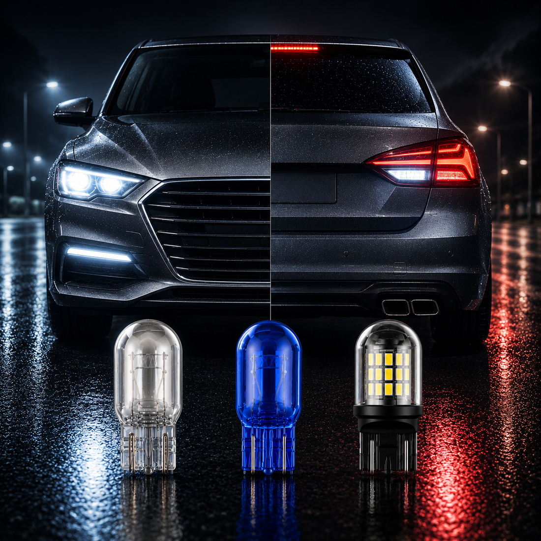580 bulbs T20 7443 W21/5W halogen xenon and LED bulbs with DRL brake tail and reverse lights