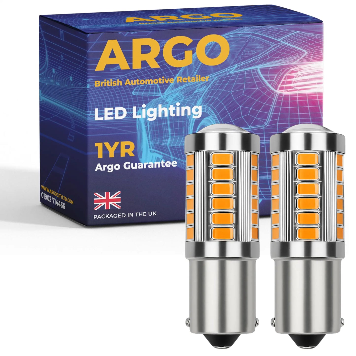PY21W Bulbs LED 33 Smd Amber 12V Argo