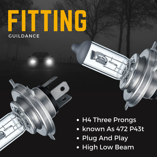 H4 Headlight Bulb 100w Halogen 12v
