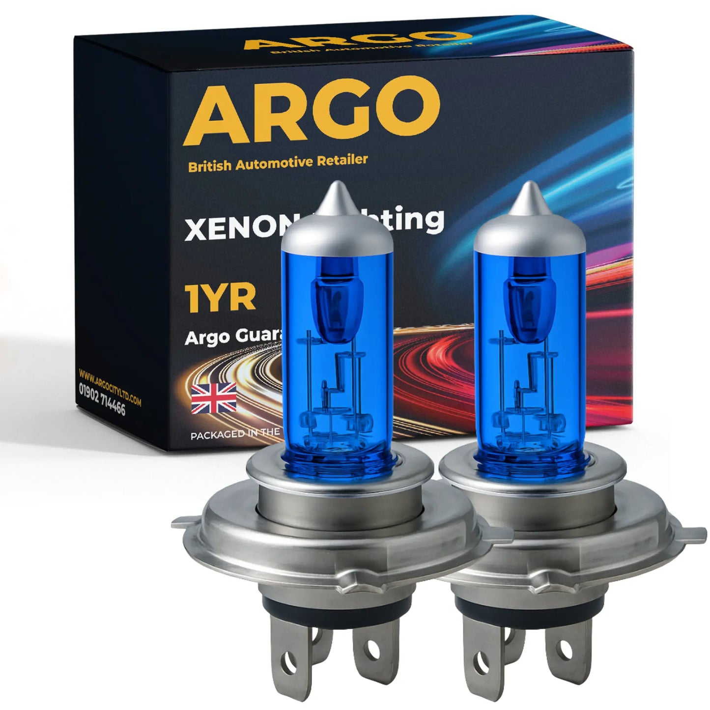 H4 Headlight Bulb 55w Xenon White 12v Argo