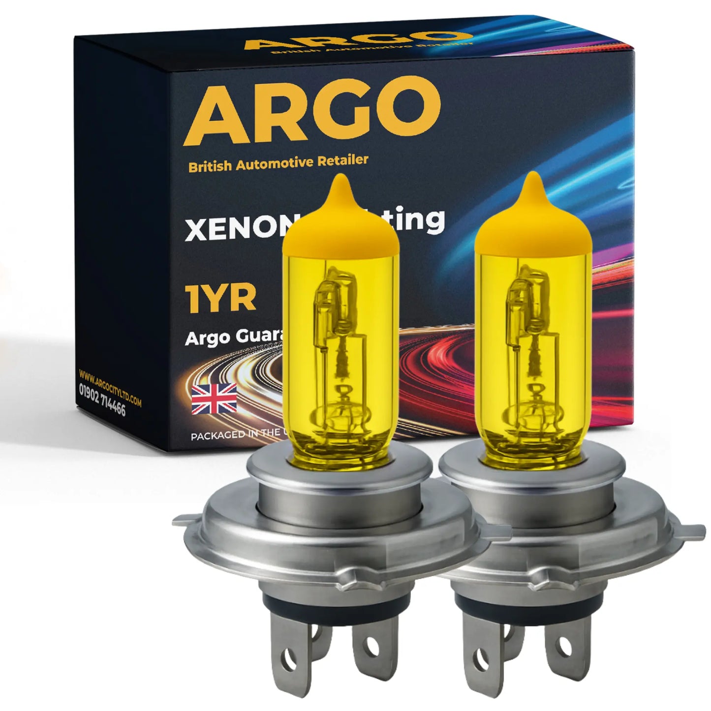 H4 Headlight Bulb 100w Xenon Yellow 12v Argo
