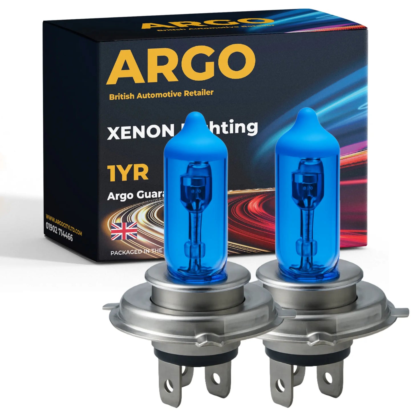H4 Headlight Bulb 100w Xenon Super White 12v Argo