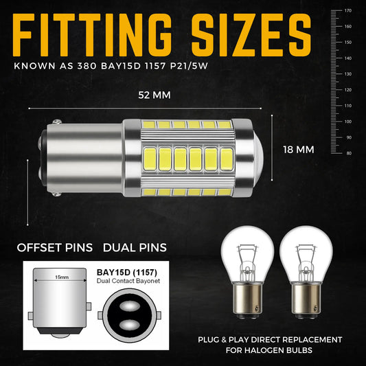 P21 5W Bulbs Led 33 Smd White 12V