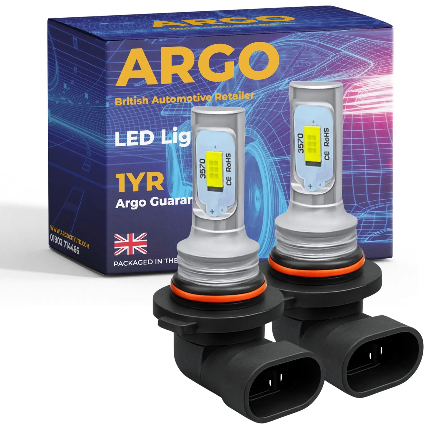 HB3 Led Bulb White 12v Argo